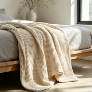 French Oak Waffle Muslin Throw Blanket