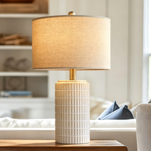 Ceramic Bedside Lamp with Linen Shade