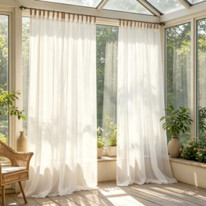 Ivory Weatherproof Sheer Indoor Outdoor Curtain Panel