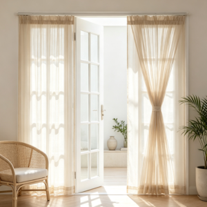 Linen French Door Curtain with Tieback, 1 Panel