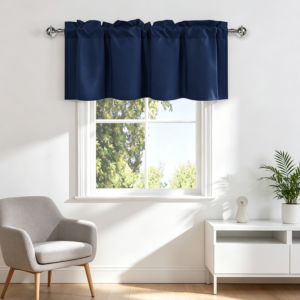 Navy Blue Farmhouse Valance, 42x18, 1 Panel