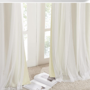 Beige Double-Layered Blackout Sheer Curtains, 52x84 Pair