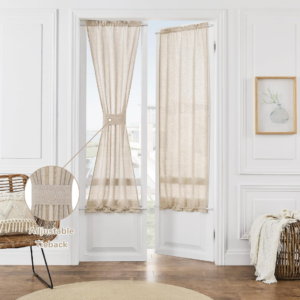 Linen Beige Sheer Curtains, 25x40, 2 Panels