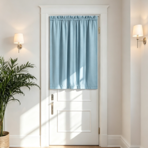 Teal Gray Front Door Curtain, 52x40, 1 Panel