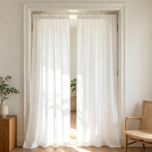 Cream Linen Light Filtering Curtains, 72-Inch, 2 Panels