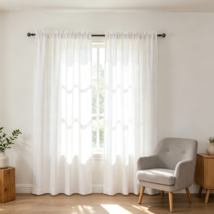 Natural Faux Linen Curtains, 30x54, 2 Panels