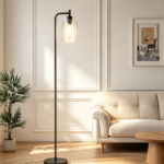 Industrial Floor Lamp with Glass Shade