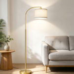 Dimmable Arc Floor Lamp with Linen Shade