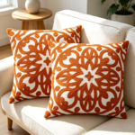 Embroidered Mandala Pillow Covers 18x18 Set of 2