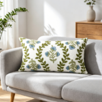 Spring Floral Embroidered Lumbar Pillow Cover 12x20