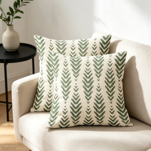 Sage Green Herringbone Pillow Covers Set of 2