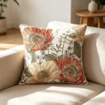 Vintage Flowers Pillow Cover 18x18 Cotton Linen