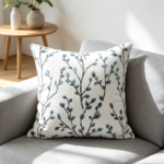 Classical Jacquard Teal Leaf Pillow Cover 18x18