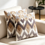 Embroidery Geometric Strip Pillow Covers Set of 2