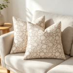 Neutral Floral Pillow Covers 22x22 Set of 2
