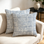 Blue White Geometric Striped Pillow Cover 18x18