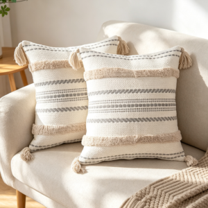 Boho Tufted Tassel Pillow Covers Set of 2