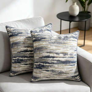 Jacquard Chenille Striped Pillow Covers 18x18 Navy