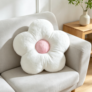 Soft White Flower Shaped Throw Pillow 15 Inch