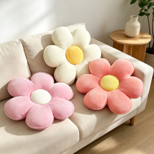 3 Pcs Vivid Flower Shaped Plush Throw Pillows