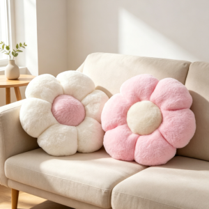 Pink White Daisy Flower Pillow Set 15 Inch