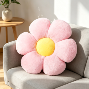 Pink Daisy Flower Shaped Floor Pillow 17.7 Inch