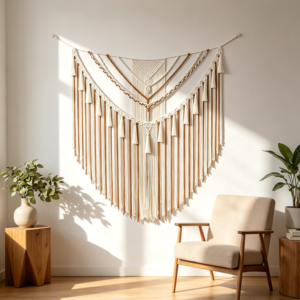 Yellow Boho Geometric Woven Cotton Tapestry Hanging