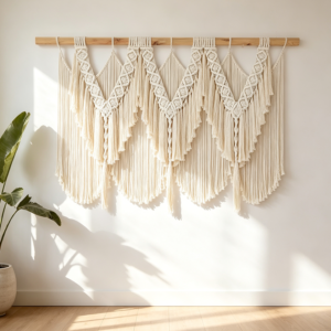 Handmade Tassel Knotting Boho Fiber Wall Hanging 47x25