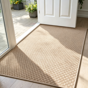 Large Skid-Resistant Rubber Backed Khaki Mat