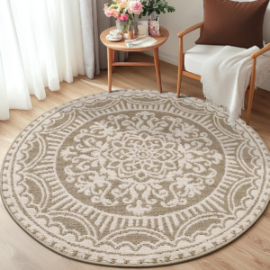 Beige Pet-Friendly Child-Safe Washable Low-Pile Rug