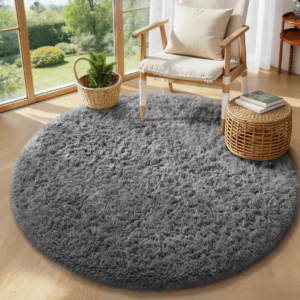 Grey Plush Shaggy Fluffy Soft Rug