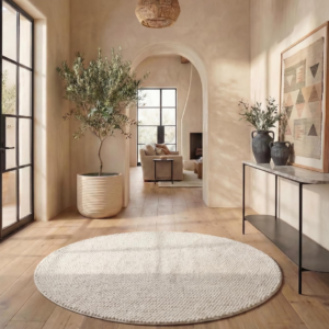 Ivory Handmade Wool-Blend Textured Area Rug