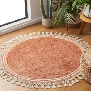 Rust Ivory Handmade Cotton Washable Rug