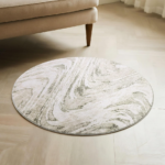 Beige Modern Abstract Foldable Rubber-Backed Washable Rug