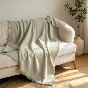 Soft Warm Linen Tassel Throw Blanket