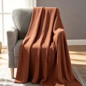 Sedona Red Belgian Linen Throw Blanket